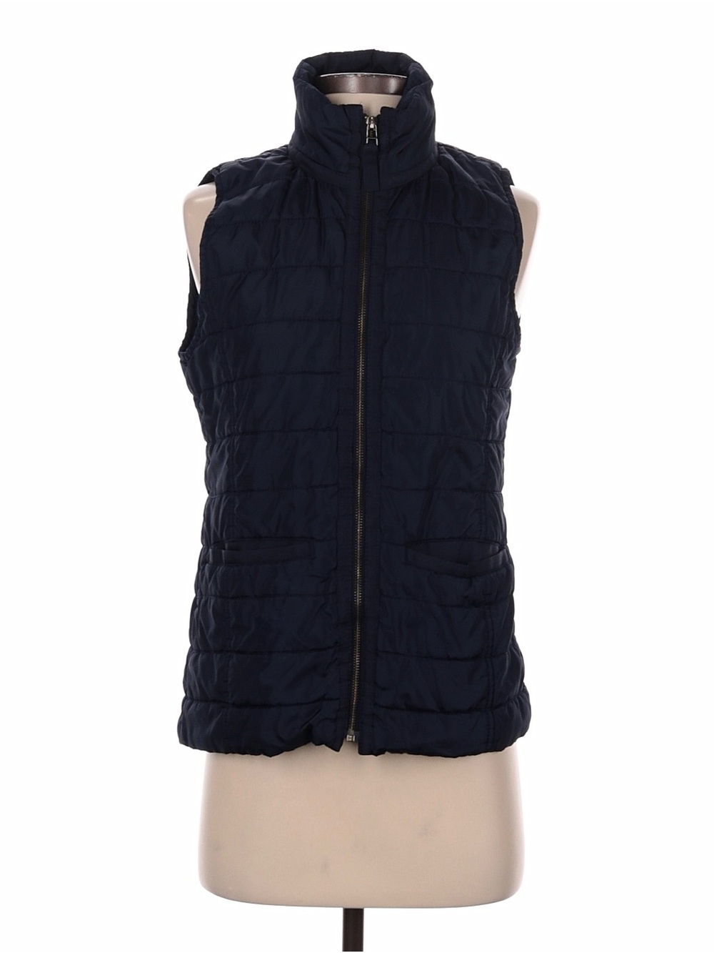 Banana Republic Women's Navy Quilted Zip-Front Vest